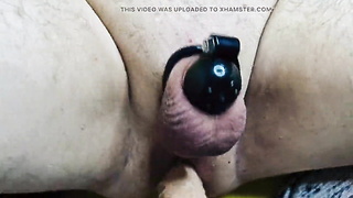 Bum sex pegging of a marionette in a genitals strap. Wire-on bum sex poking, POINT OF VIEW and close-up.