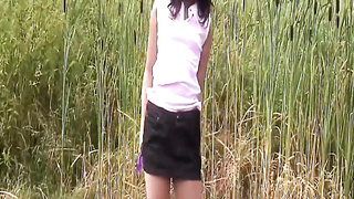Black-haired Glides Purple Fake penis Deep Outdoors