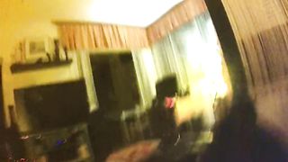 POINT OF VIEW Rough dental gag fellating sub mega-slut in leather corset