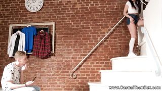 Casual Teenie Fuckfest - Kelly Rouss - Nerdy Doll Pulverized on the Stairs
