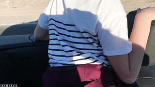 Public Teenie Intercourse in the Convertible Camper on a way to Las Vegas - Eva Elfie