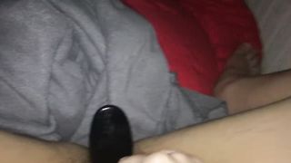 Youthfull Female Taunts Raw Vag with Battered Hairbrush