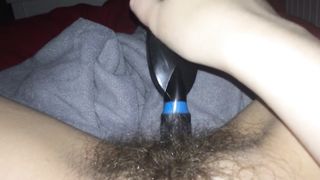 Youthfull Female Taunts Raw Vag with Battered Hairbrush