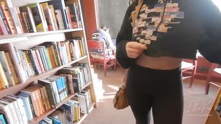 (NEARLY CAUGHT) Super-Naughty Public Deep Throat and Hump, Jizm Walk Thru Engaged Library