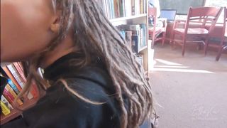 (NEARLY CAUGHT) Super-Naughty Public Deep Throat and Hump, Jizm Walk Thru Engaged Library