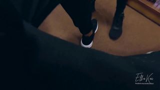 (NEARLY CAUGHT) Super-Naughty Public Deep Throat and Hump, Jizm Walk Thru Engaged Library