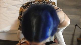 Super-Cute Goth Teenie Blows and Romps Real Penis in Hotelroom