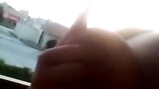 Caught ambling braless public getting off