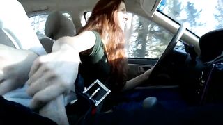 Risky Public Hand Job and Jism in Ginger-Haired's Throat in Camper