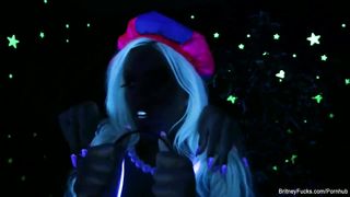 Towheaded sweethearts Britney Amber and Kimber James have fun with a rosy fucktoy