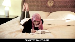 FamilyStrokes - Huge-Boobed Dame Rails Massive Meatpipe In Hijab