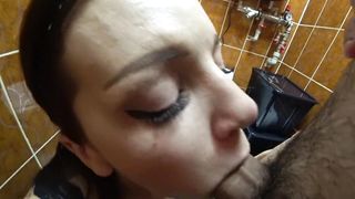 Fellatio with completing in staff wc