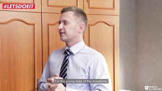 Brown-Haired New-Cummer Teenage tricks the Academy Principal