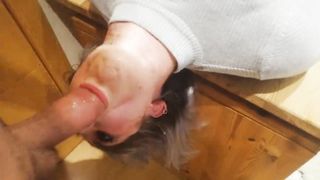 Penalized Woman with glasses get a raunchy facehole screw & ample facial cumshot money-shot