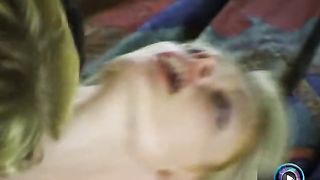 Platinum-Blonde Nora Pounded in both her Crevices