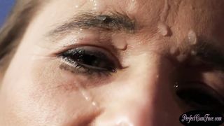 European cougar takes fat flow of spunk on her face