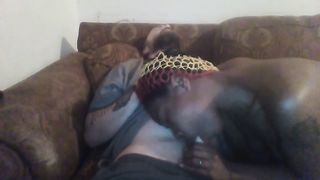 Black Goddess slow gargles and deep-mouths all for an Oral Job Internal Cumshot