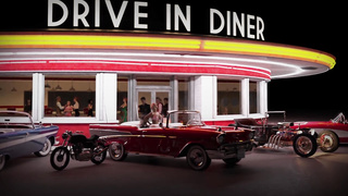 Futanari lesbian sex in a restaurant