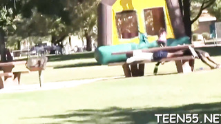 Swingeing dark haired doll gets sissy frigged