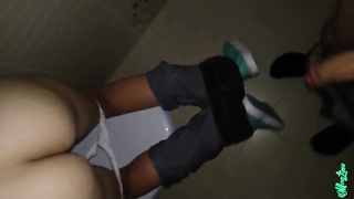 Fledgling assfucking drill and internal ejaculation in public wc