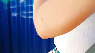 Hidden Cam at the suntanned teenage in the beach cabin