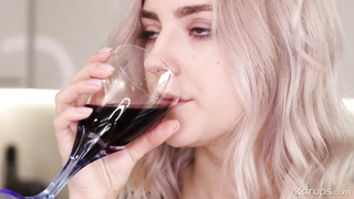 Supreme looking ash-blonde in a floral sundress got bare and commenced pawing her snatch in the kitchen