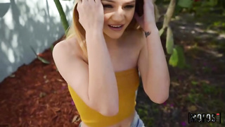 Puny boobed, ash-blonde stunner is getting her daily dosage of pound, from one of her neighbors