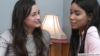 Black black-haired is gobbling her milky gf's vag and pussy-smothering her, because it senses supreme