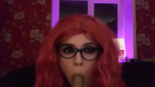 Crimson haired sausage teaser is providing a oral to a homie, in a POINT OF VIEW fashion