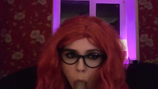 Crimson haired sausage teaser is providing a oral to a homie, in a POINT OF VIEW fashion