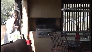 Luxurious mummy attempted to get into her building thru the window, but she got boned instead