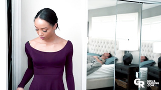 Fine looking, black girl, Alexis Tae is tearing up a buddy, early in the morning and liking it