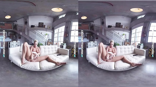 Bailey Brooke leisurely took off her clothes during a VR sesh and commenced jacking on the floor