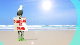 Ice splooge seller is astonished by gang of nude chicks on the beach