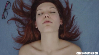 Red-Haired Lady Fondling Large Lips Gash