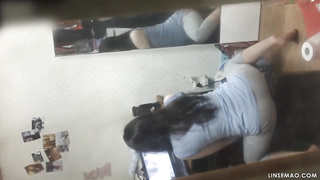 Spycam impressive chinese stunner jerking while observing pornography