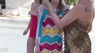 Unbelievable three-way in Ibiza with trio super-fucking-hot French femmes