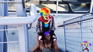 Edible Tee Gets Romped by Gibby The Clown on A Engaged Highway During Rush Hour