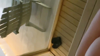 Public finger-banged to ejaculation in the sauna