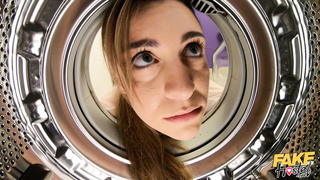 Big-Chested Ash-Blonde Stuck In A Washing Machine