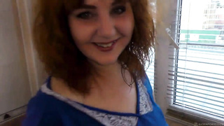 Camel toe and douche joy of a PLUMPER COUGAR Katrin Porto