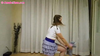 Pantyless/Braless Upskirt Exercise with Cub Hairy Man