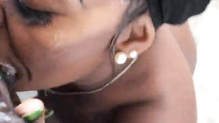 ThickZlove Deep Throats BIG BLACK COCK Outdoors