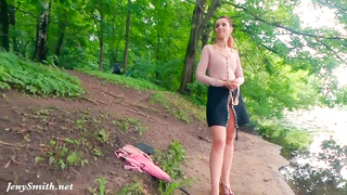 I ensue his orders. Jeny Smith naked in public city park