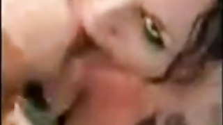 On her knees in living apartment gargling elder guy's jizz-shotgun til she gets a facial cumshot