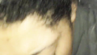 Half dark-hued cockslut providing blowage before going out