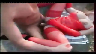 French cougar with blondie hair and XXL milk boobies loves to get boinked in the park