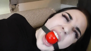 Dark haired honey, Nikita got corded up taut, and ball-gagged, because it arouses her a bunch