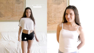 Teenage brown-haired with smallish knockers is not only getting pulverized in the culo, she is getting creampied