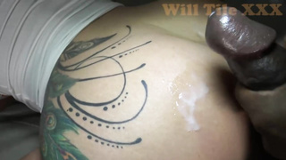 Inviting, blond housewife with meaty, rock hard breasts is having ultra-kinky hump with a ebony man